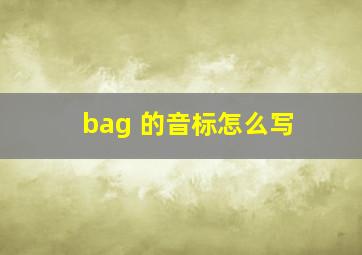 bag 的音标怎么写